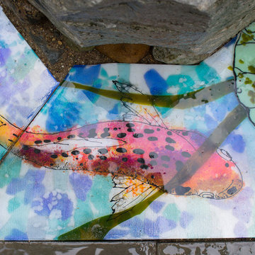 Carefree Koi Pond - Fused Glass Artwork Panels