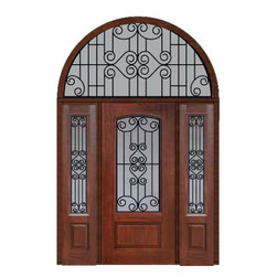 Prehung Side lights-Transom Door 80 Fiberglass Verona Arch Lite - Front Doors