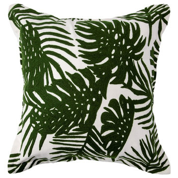 Boyle I 20 x 20 Green Tropical Palm Leaf Decorative Pillow Cover