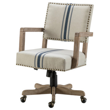 Swivel Office Task Chair With Nailhead Trim, Navy