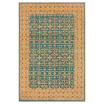 Bareens Designer Rugs - Classic Ziegler Frederic Green Nude Hand-Knotted Wool Rug - 9'3'' x 11'11'' - Enhance the ambiance of your home with this magnificent Persian-influenced Turkish hand-knotted rug made by skilled artisans capable of creating the most exceptional vegetable dyes and hand-spun wool. This exquisite handmade rug is a one-of-a-kind Peshawar Kafkaz, otherwise identified as Chobi, Chobi Peshawar, Oushak, or Ziegler rug. These handmade rugs are crafted in Pakistan utilizing superior-quality wool imported from Australia, New Zealand, and Korea in two types of weaves: the Persian weave and the Mori weave. This rug is meticulously crafted by hand using the finest natural vegetable dyes extracted from local plants. The artisans use a blend of hand-spun local and fine merino wool, resulting in a rug with a compelling texture, higher lanolin content, and longer staple. The artisans occasionally incorporate natural or artificial silk into the pile to enhance specific motifs. The finished product is an awe-inspiring execution of flawless design and an understated palette that exudes elegance.