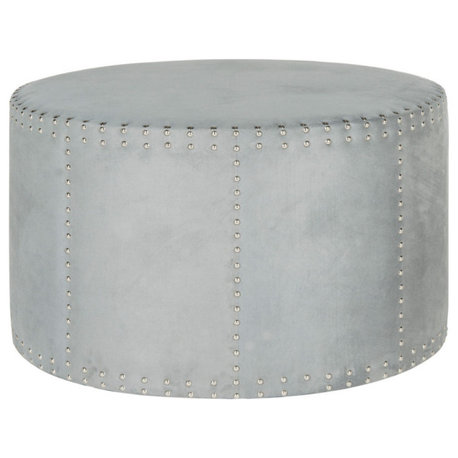 Francis Ottoman Brass Nail Heads Grey