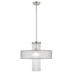 Livex Lighting - Livex Lighting Brushed Nickel 1-Light Pendant Chandelier - Dazzle contemporary decor schemes with the upscale feel of this pendant chandelier fixture. The Alexis fills a bling quotient with beautiful grade-A K9 crystal rods that cascades from a brushed nickel base with a hand crafted translucent gray shade.