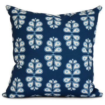 18x18", Geometric, Wacky Paisley Outdoor Pillow, Blue