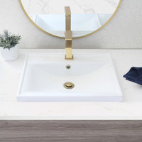 STYLISH 19 3/4'' Rectangular Undermount Porcelain Bathroom Sink Two Overflow
