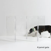Freestanding Clear View Lucite Acrylic Zig Zag Pet Dog Gate, 4-Panel