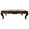 Consigned Chinese Carved Hardwood Coffee Table With Cloisonne Inlay on Top