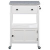 Fairfax Kitchen Cart With Granite Top and White Base