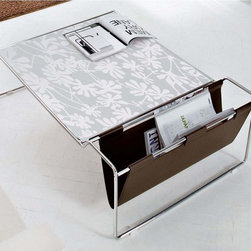 Bijou Glass Top Coffee Table with Screen-Printed Floral Design in White - Coffee Tables