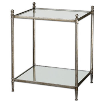 Gannon Mirrored Glass End Table, Natural