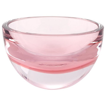 Penelope Pink Raspberry Mouth Blown European Lead Free Crystal 6 in. Bowl