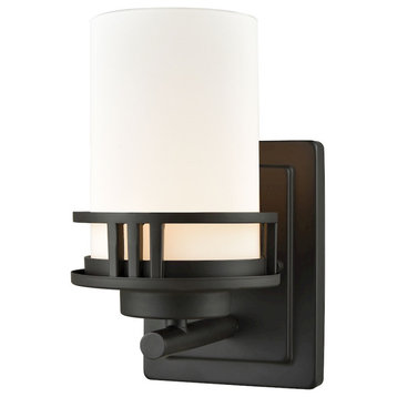 Ravendale 1-Light for The Bath, Oil Rubbed Bronze With Opal White Glass