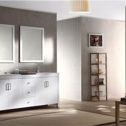 72 inch Contemporary Double Sink Bathroom Vanity Set in White Finish - Bathroom Vanities And Sink Consoles