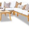 5-Piece Giva Teak Sectional Sofa Set, Canvas Air Blue Sunbrella Cushion