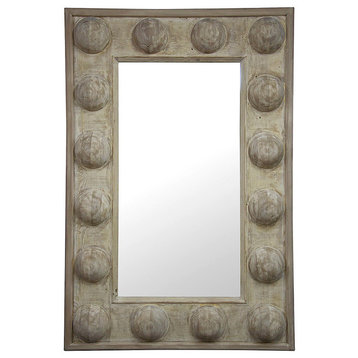 Reclaimed Lumber Boulder Mirror, Gray Wash Wax