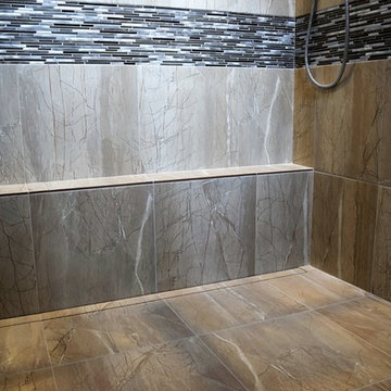 Versatile shelf and sleek concealed linear shower drain