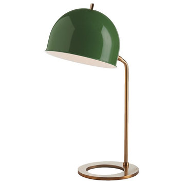 Retro Round Green Dome Shade Metal Desk Lamp Mid Century Modern Arm Gold