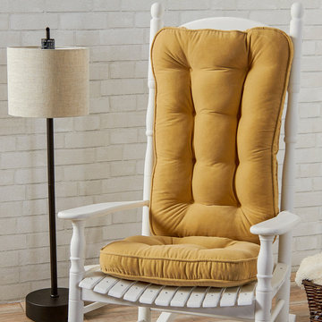 White Rocking Chair With Golden Cream Cushions