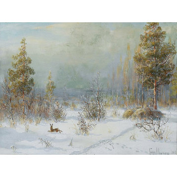 Tile Mural Landscape winter forest snow hare Backsplash Ceramic Matte