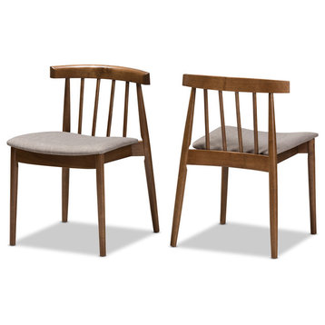Baxton Studio Wyatt Mid-Century Modern Walnut Wood Dining Chair, Set of 2