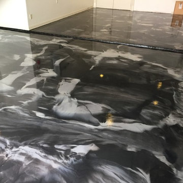 Metallic epoxy in a show room garage