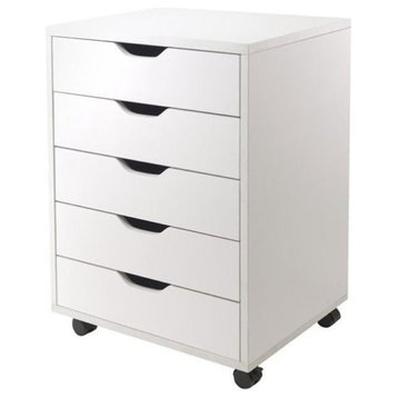 Scranton & Co 5-Drawer Modern Wood Mobile File Cabinet in White