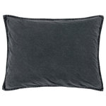 Paseo Road by Hiend Accents - Stonewashed Cotton Canvas Pillow Sham, 21"x27", Charcoal, 1 Piece - Add a vintage, lived-in charm to your bedroom with this pillow sham, featuring an oversized box stitch design and stonewashed texture. We started with a durable all-cotton canvas and stonewashed it to add "years" to its life. Then, we garment-dyed it in a range of warm and cool tones to allow for different styling options. The result is a pillow sham that's as durable as it's soft and a perfect accent piece for the matching Stonewashed Cotton Canvas Coverlet.
