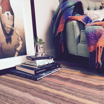 Striped Kilim adds depth in a Home Office