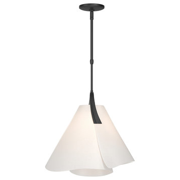 Mobius Small Pendant, Black Finish, Spun Frost Shade, Standard Overall Height