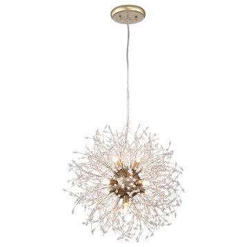 Liria 8-Light Brushed Silver-ish Champagne Beads Firework Chandelier