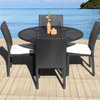 Outdoor Wicker New Resin 5-Piece Round Dining Table and Chair Set