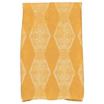 Pyramid Stripe Geometric Print Kitchen Towel, Gold