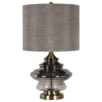 Kimball Table Lamp Smoked Ombre Glass Body With Brass Finish On Metal Base