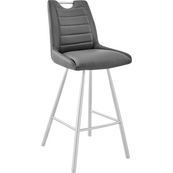 Arizona Bar + Counter Stool - Stainless Steel, Charcoal, Counter Height