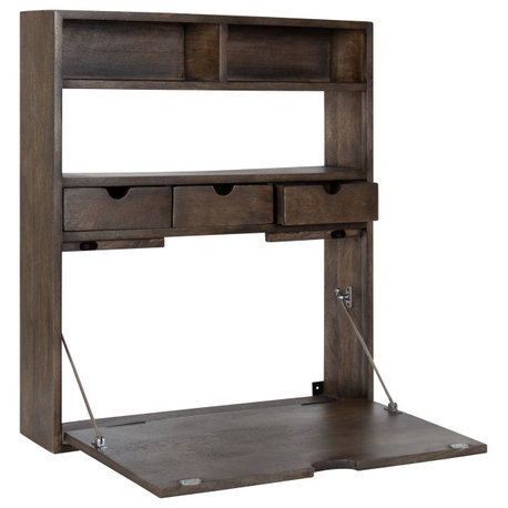 Georgie Wall Hanging Desk, Rustic Brown, 26x6x30