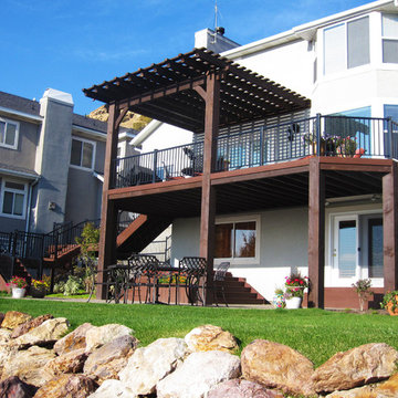Timber Frame Deck, Stairs and Attached Pergola