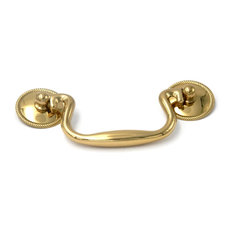 Set of 5 Polished Brass Manor House 3 1/2 Inch C/C Solid Brass Drop Pulls