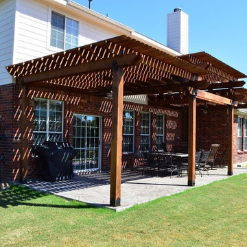 Forney, TX, Stain & Stamp Patio with Cedar Pergola