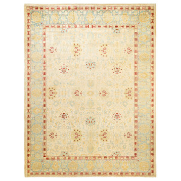 Eclectic, One-of-a-Kind Hand-Knotted Area Rug, Ivory, 9'2"x11'10"