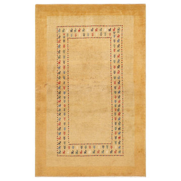 Pasargad Tribal Collection Hand-Knotted Lamb's Wool Area Rug- 3' 6" X  5' 5"