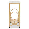 Jacek Modern Gold Finished Metal Wine Cart with Marble Tabletop