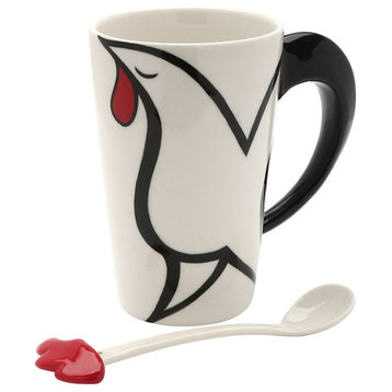 Rooster Mug With Spoon, 12oz