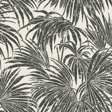 Black and White Cassava Palm Peel and Stick Wallpaper, Bolt
