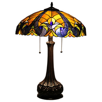 CHLOE Lighting ADALAIDE Tiffany-Style Victorian Stained Glass Table Lamp