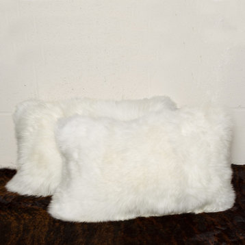 100% Sheepskin New Zealand Pillows, Set of 2, Natural, 12"x20"