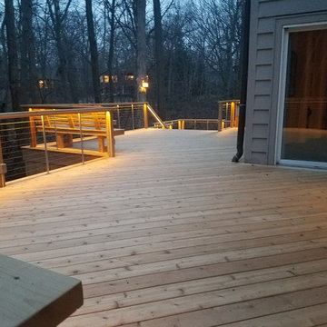 Highland Park, Illinois. Cedar Re-deck With Feeney Cable Rail & Rope Lighting