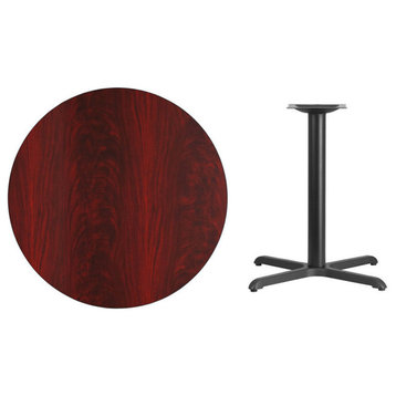 36" Round Mahogany Laminate Table Top With 30" Table H Base