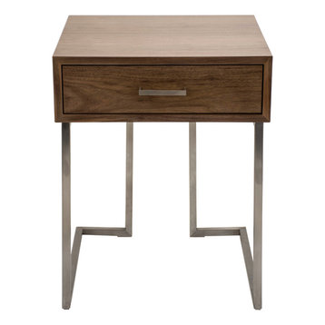 Lumisource Roman End Table in Walnut Wood and Stainless Steel