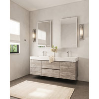 The Boutique Bathroom Vanity, Double Sink, 60", Natural Wood, Wall Mount
