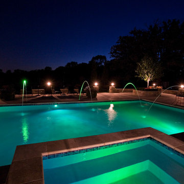 Lake Forest, IL Swimming Pool and Raised Hot Tub with Laminar Fountains